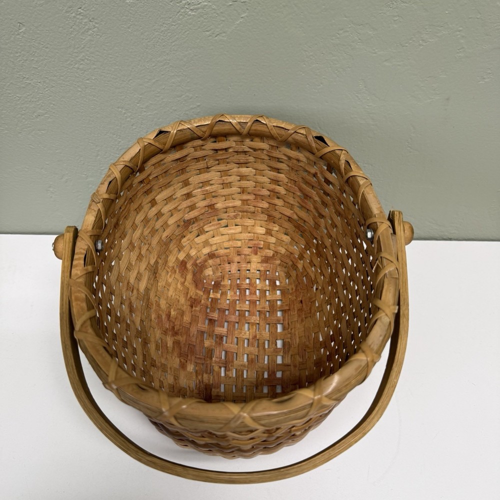 Oblong Wicker Basket With Handle Great Condition