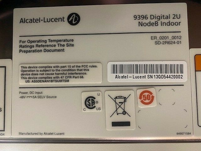 ALCATEL-LUCENT 9396 DIGITAL 2U NodeB INDOOR