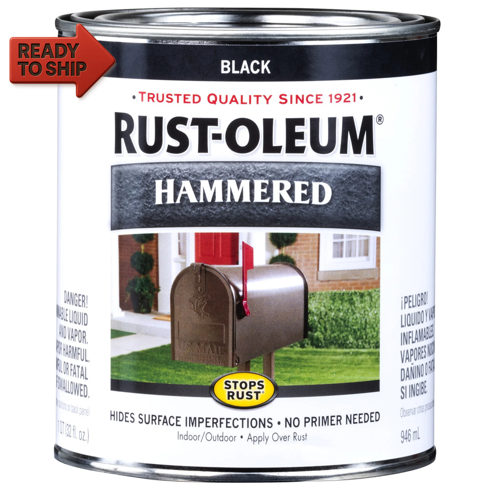 Black, Stops Rust Hammered Paint- Quart, 2 Pack