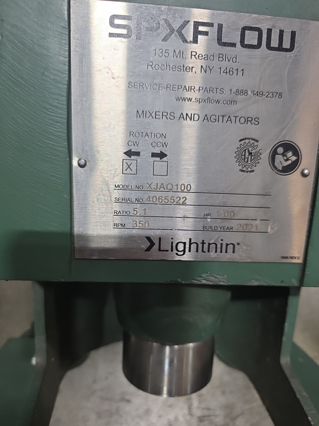 SPX FLOW XJAQ100 LIGHTNIN MIXER