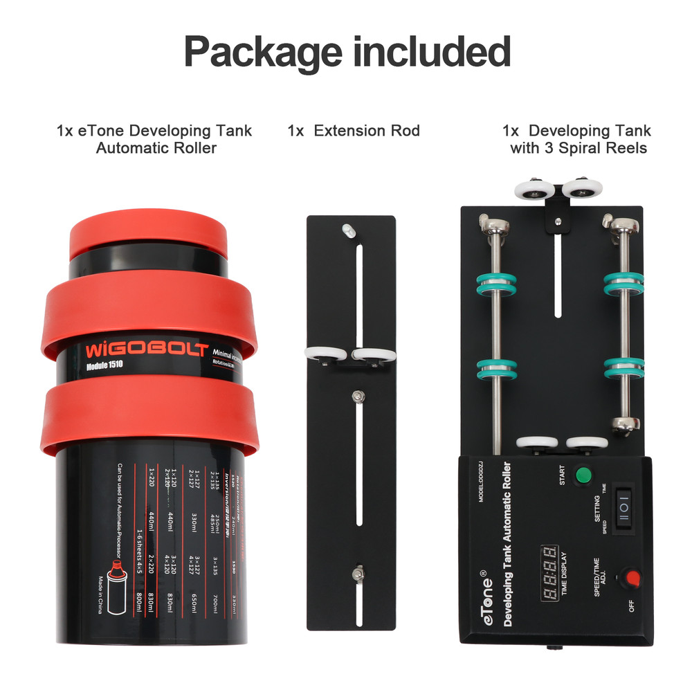 Automatic Darkroom Film Processor Machine with 3 Spirals Reel Developing Tank