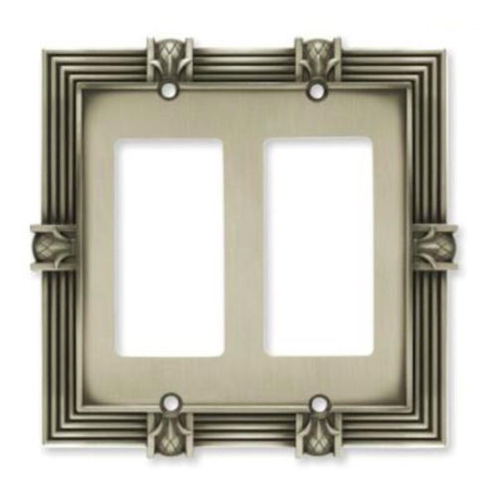 Pineapple Double Decorator Wall Plate Brushed Satin Pewter
