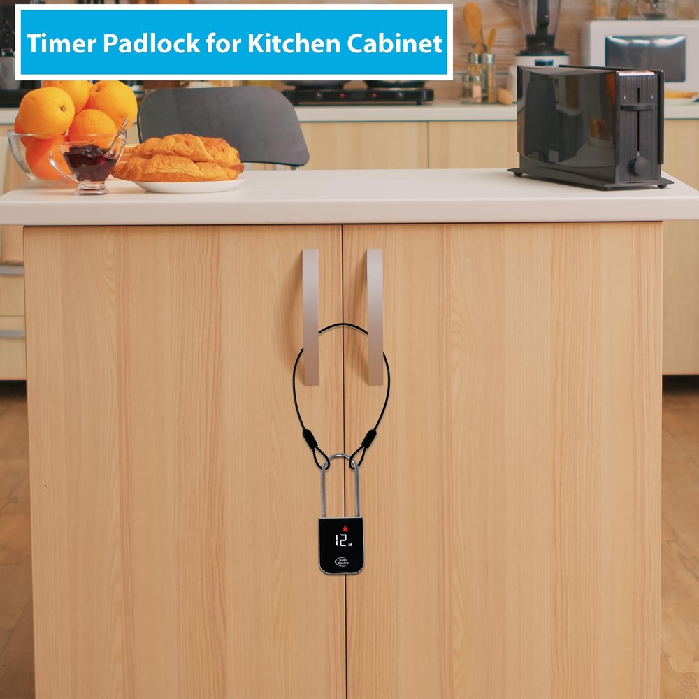 Metal Timer Lock - Padlock for Kitchen Cabinets, Timed Out Keyless Pad Lock, ...