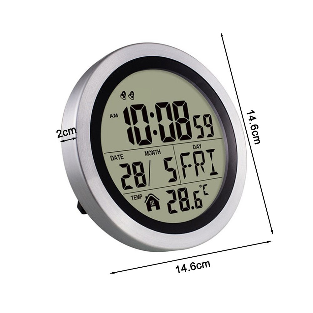 Electronic Wall Clock with Multifunctional Display of Time Temperature Date