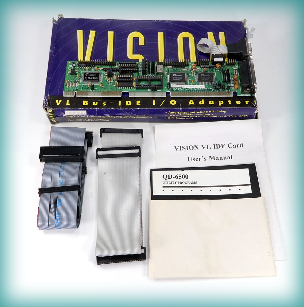 NEW— Vision QD-6500A V2 VLB IDE-I/O Controller ORIGINAL Box, Manual, Drivers