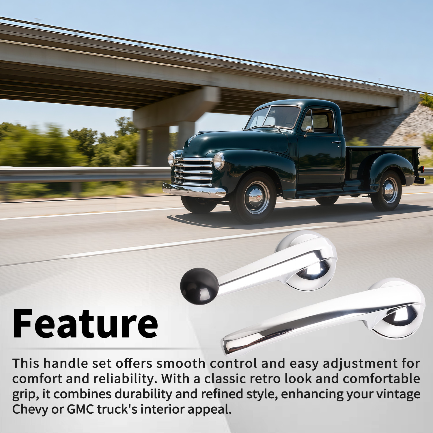 Inside Door Handle Window Crank Handle Chevy GMC Truck 1947-1966 C476601 C476602