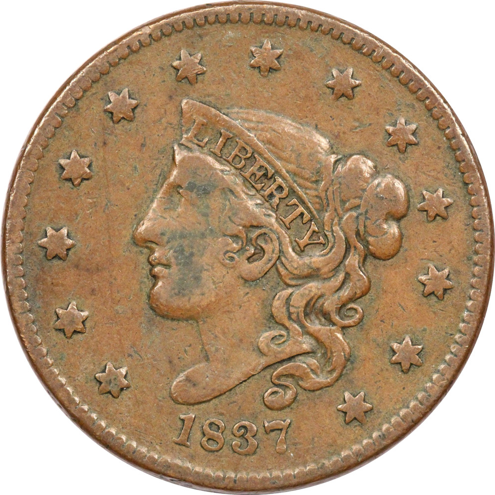 1837 Coronet Head Large Cent 1C, Very Fine VF+