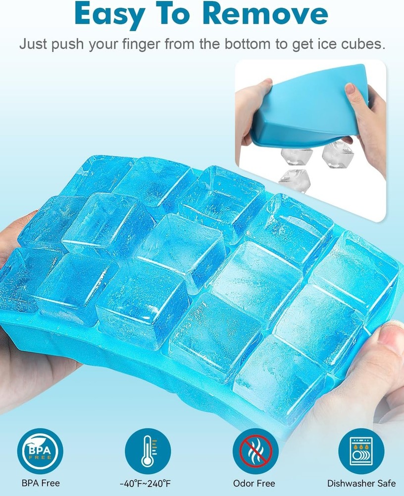Versatile 2 Pack Square Ice Cube Trays – Reusable, BPA Free & Easy to Release