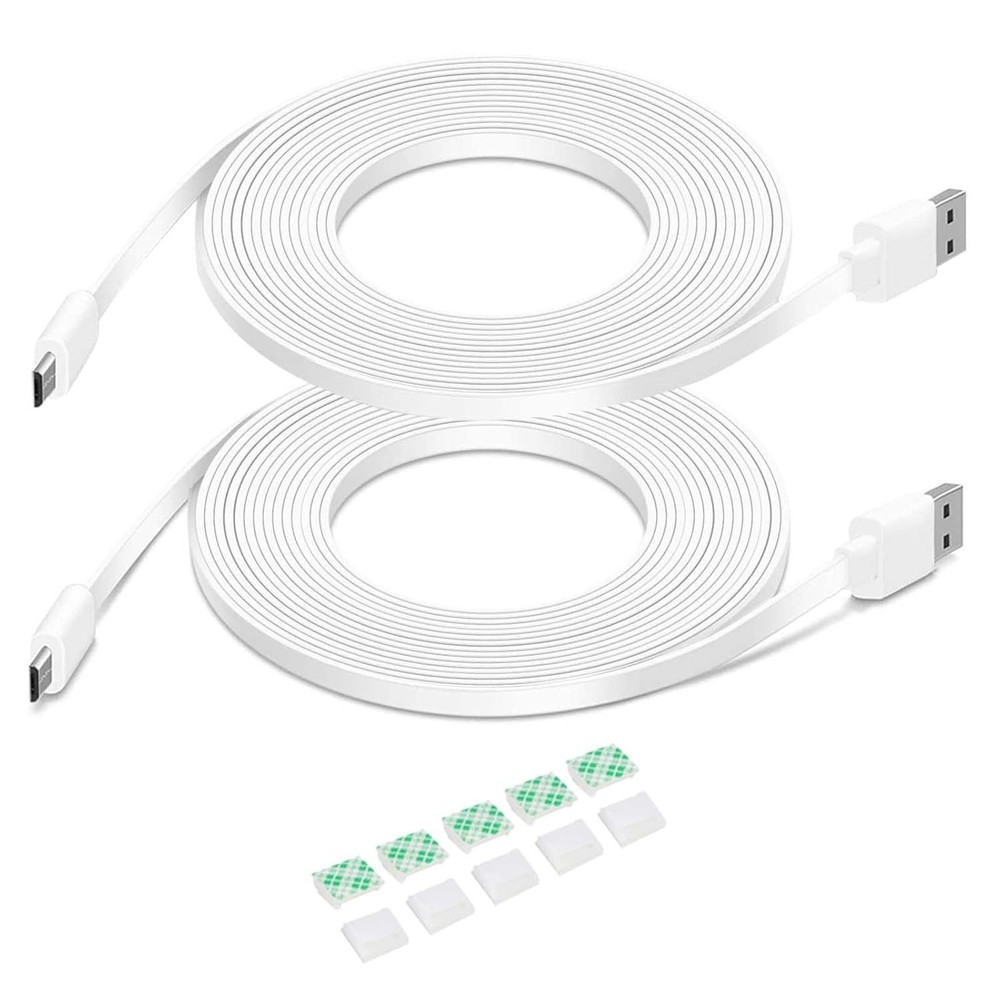 Versatile 2Pack 10FT Micro USB Extension Cables for Indoor Security Cameras