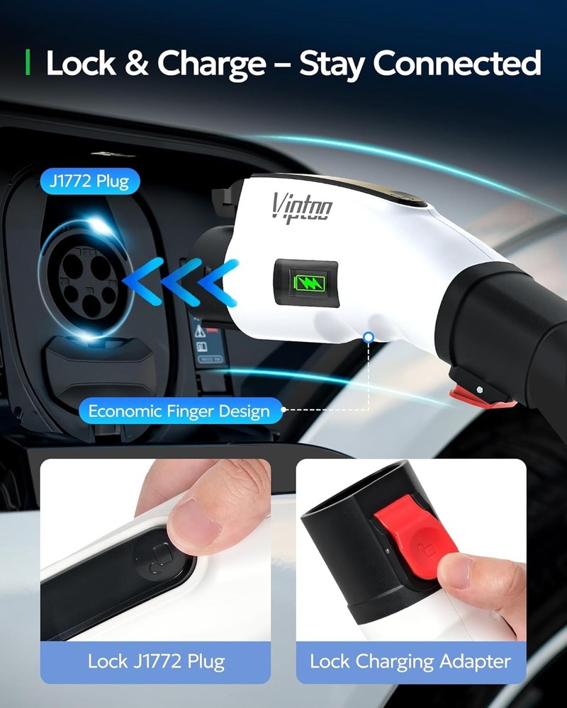 Adapter for Tesla to J1772 Adapter, Compact with Light Indicator, Matte White