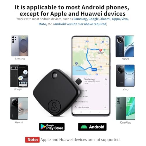 Black Bluetooth Tracker - Air Tracker - 2026 New Tags - Android - 4 Pack