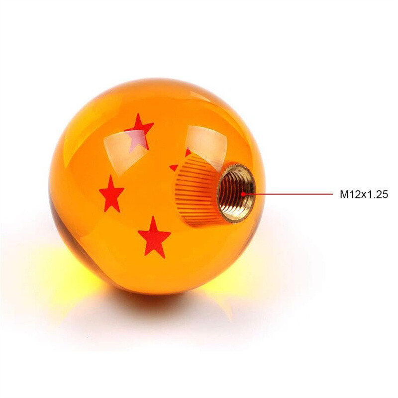 Round Dragon Ball 4 Star Shift Knob Manual Gear Shifter Head with 3 Adapters