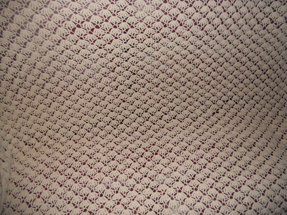 Crochet Cream Diamond Pattern Afghan Blanket 75" x 75"