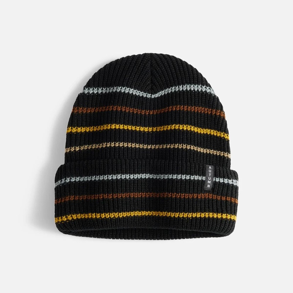 Autumn Multi Stripe Beanie Hat, Black
