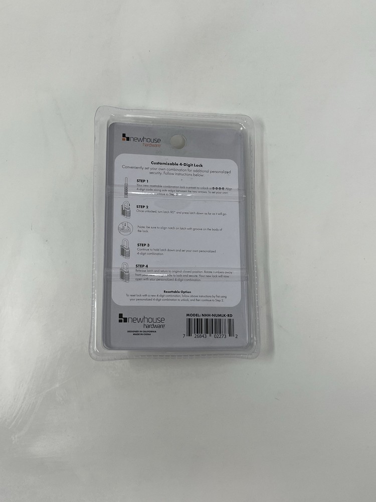 Newhouse Hardware Improved 4-Digit Combination Lock, Black