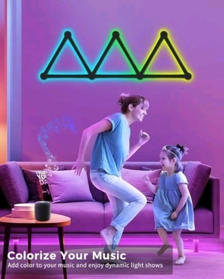 Smart LED Wall Lights Music Sync Voice Control RGB Light Bar 9 Pcs Black.....105