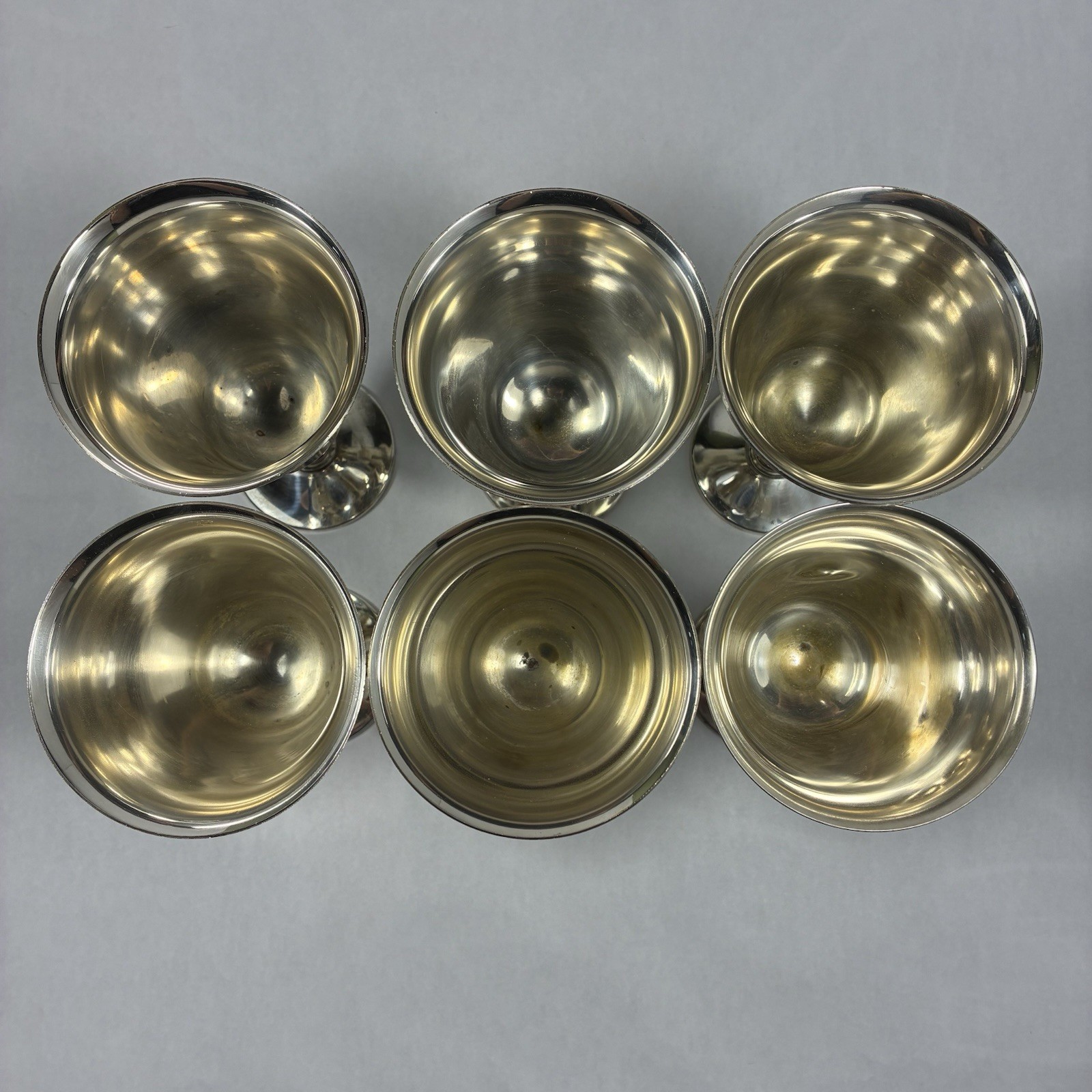 6 Vintage Silver Plated Wine Goblets Spanish Twisted Grapevine Stem Cups Clean