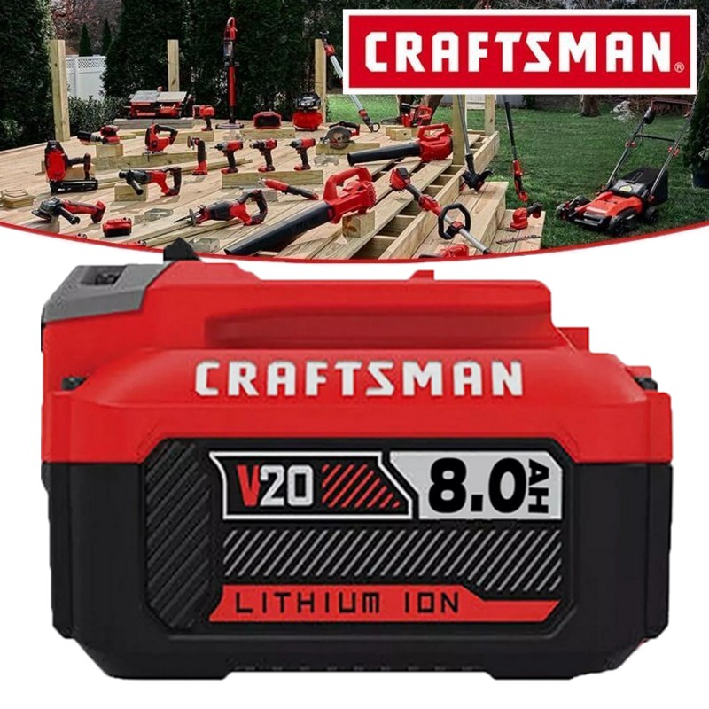 8.0Ah For Craftsman V20 20 Volt MAX Lithium Battery CMCB204 CMCB202 CMCB201 New