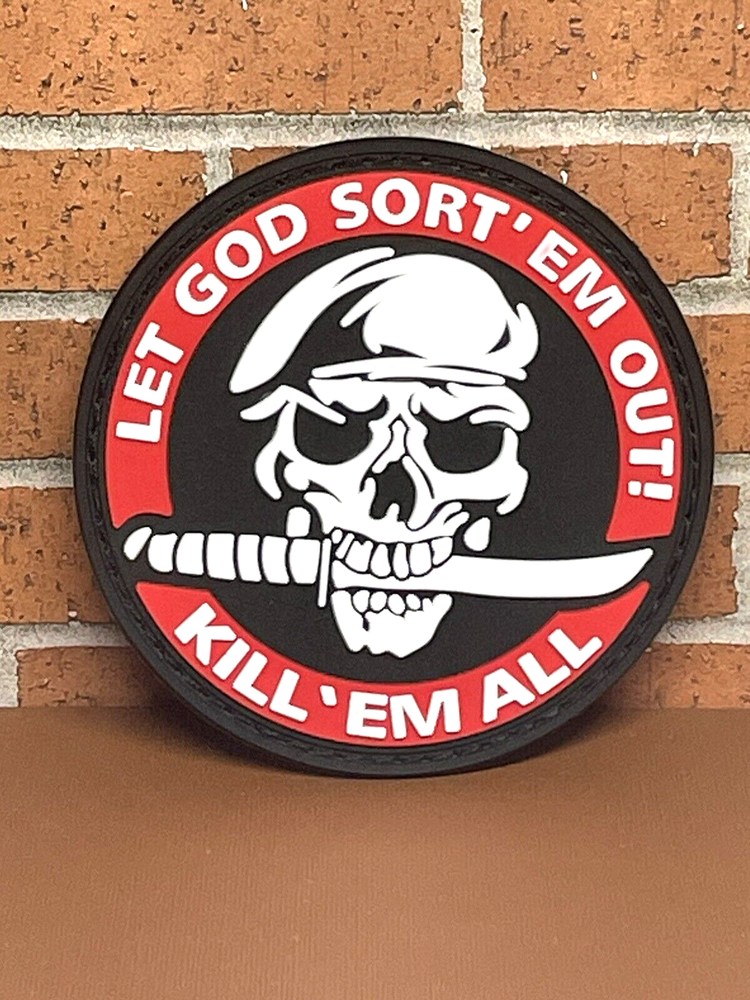 Skull PVC Patch - Tactical Morale Skull Knife Patch - Let God Sort' EM Out Patch