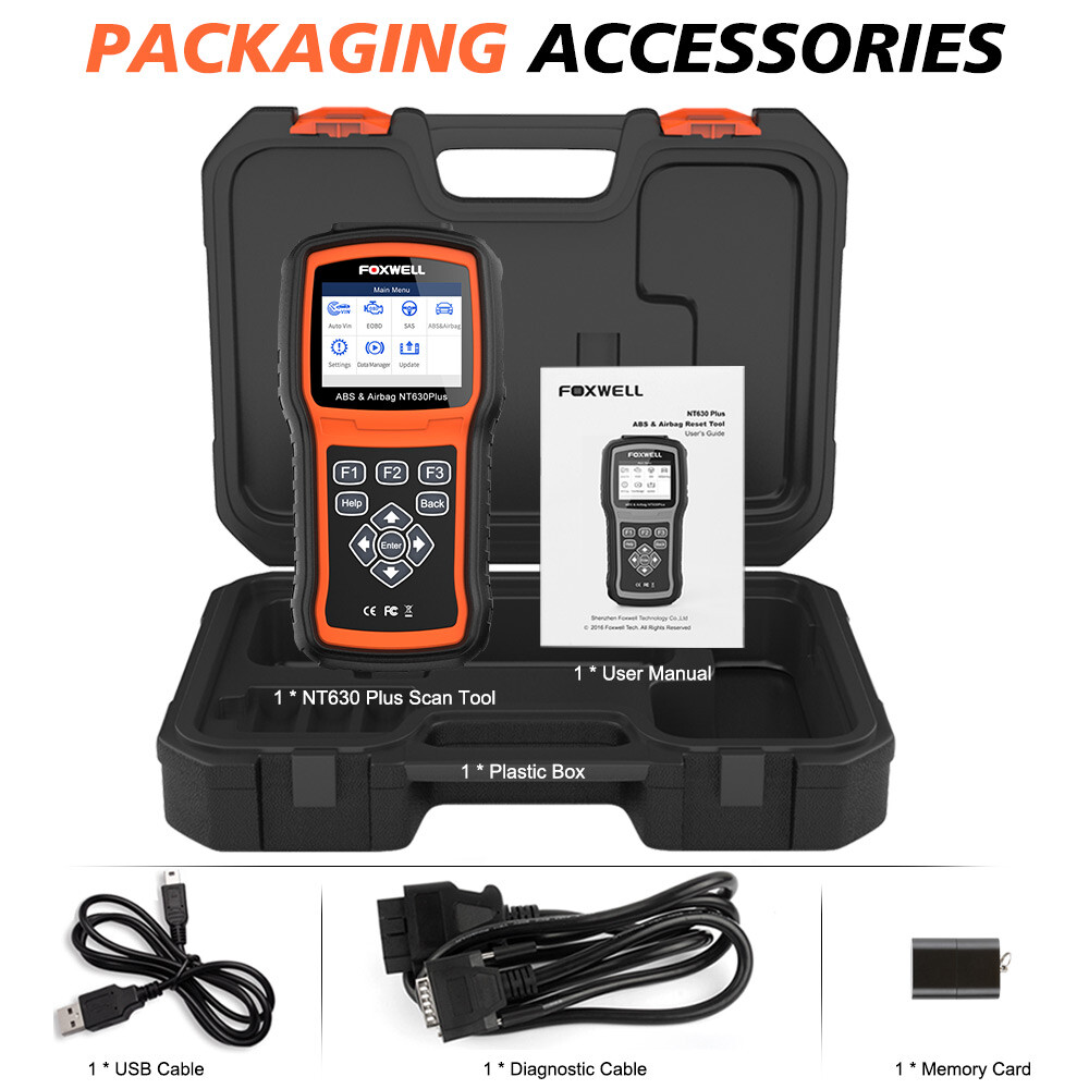 Foxwell NT630 Plus OBD2 Scanner ABS Bleeding SRS SAS Code Reader Diagnostic Tool