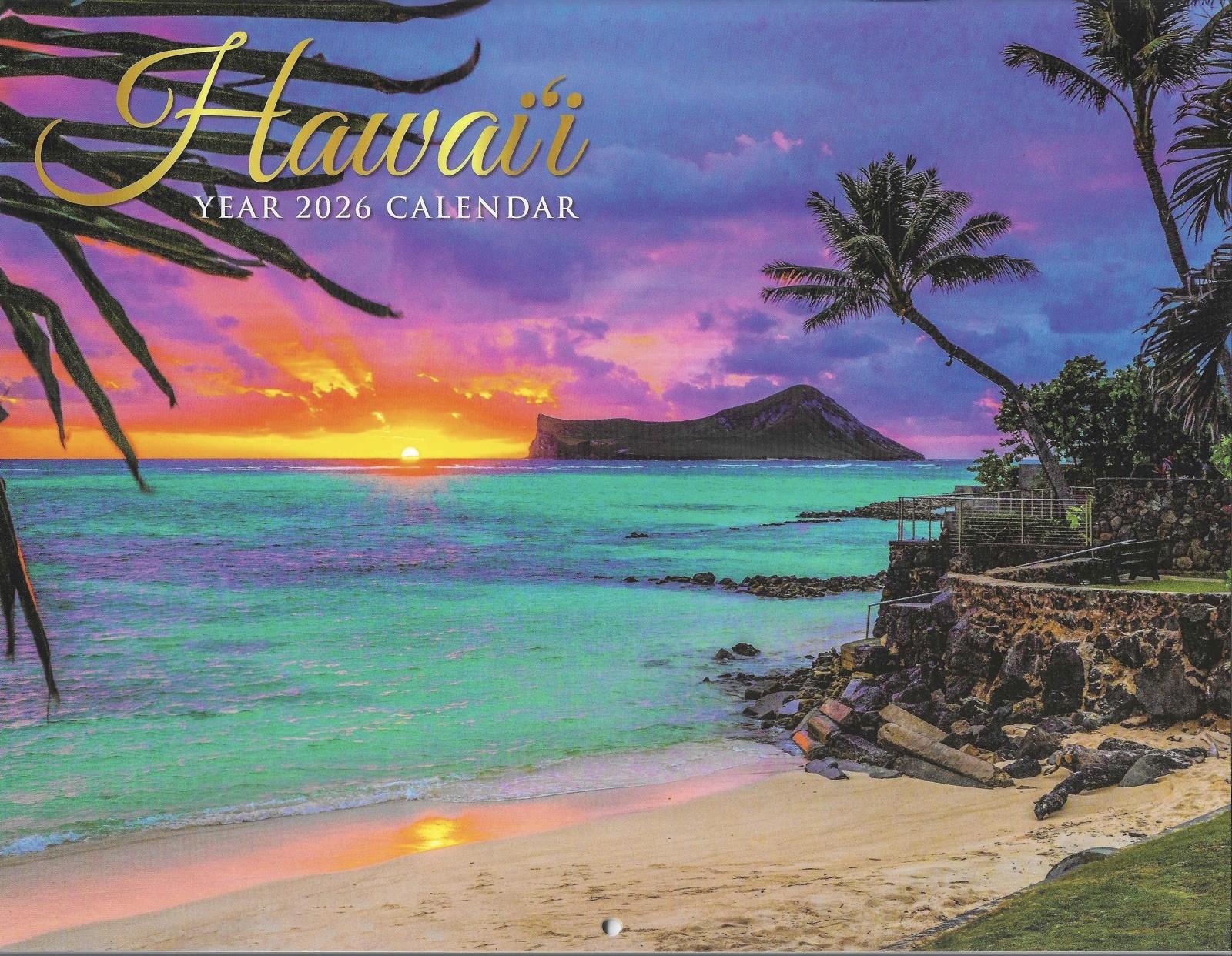 2026 Hawaii Wall Calendar Beaches Volcano Waterfalls Sunsets w/ Mail Envelope