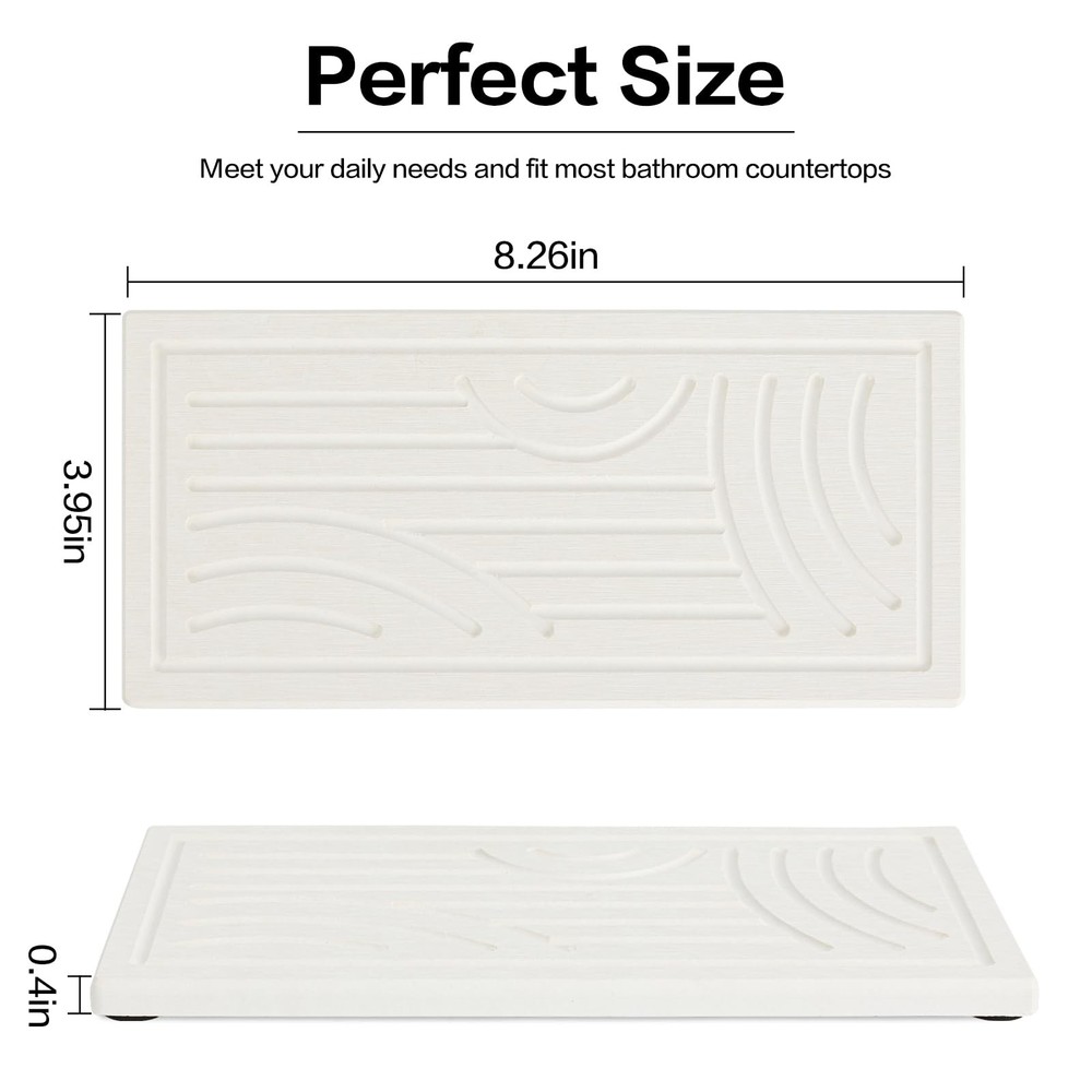 Graceice 2PCS Diatomite Tray,Absorbent Rectangle Stone Coasters for Beige