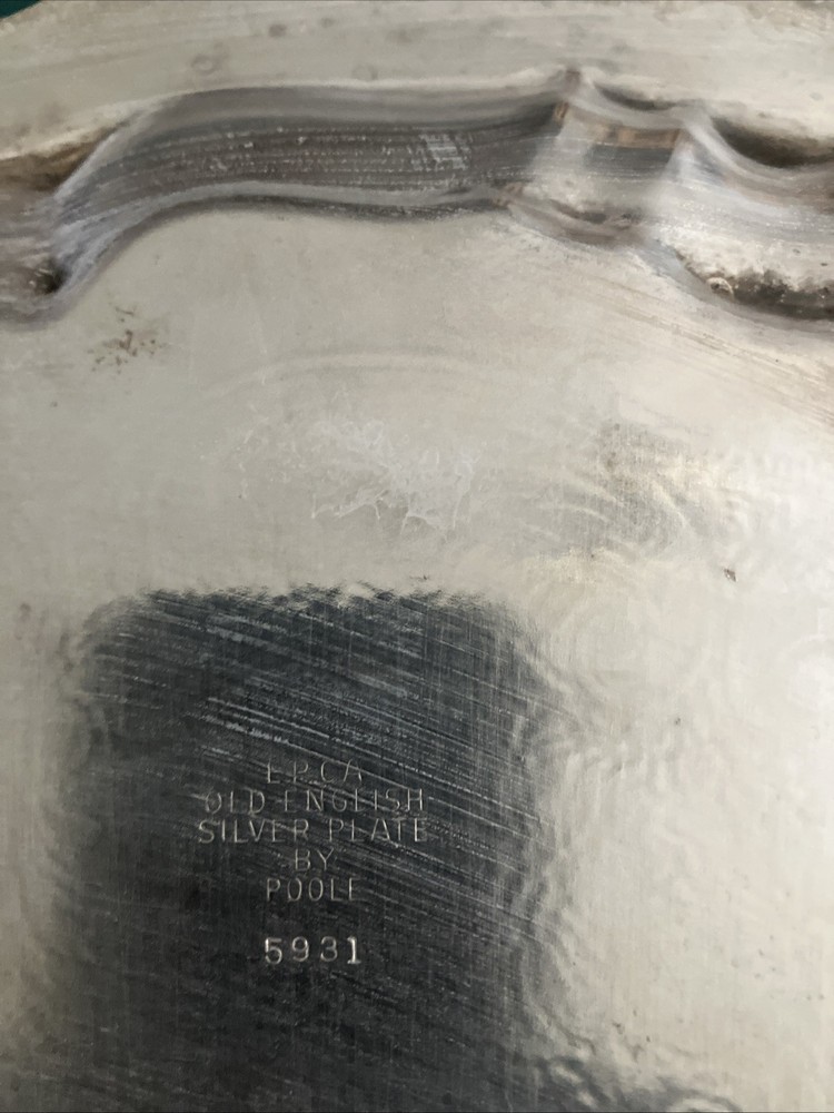 Vintage POOLE Silver Plated Footed 16" Serving Tray BRISTOL PATTERN