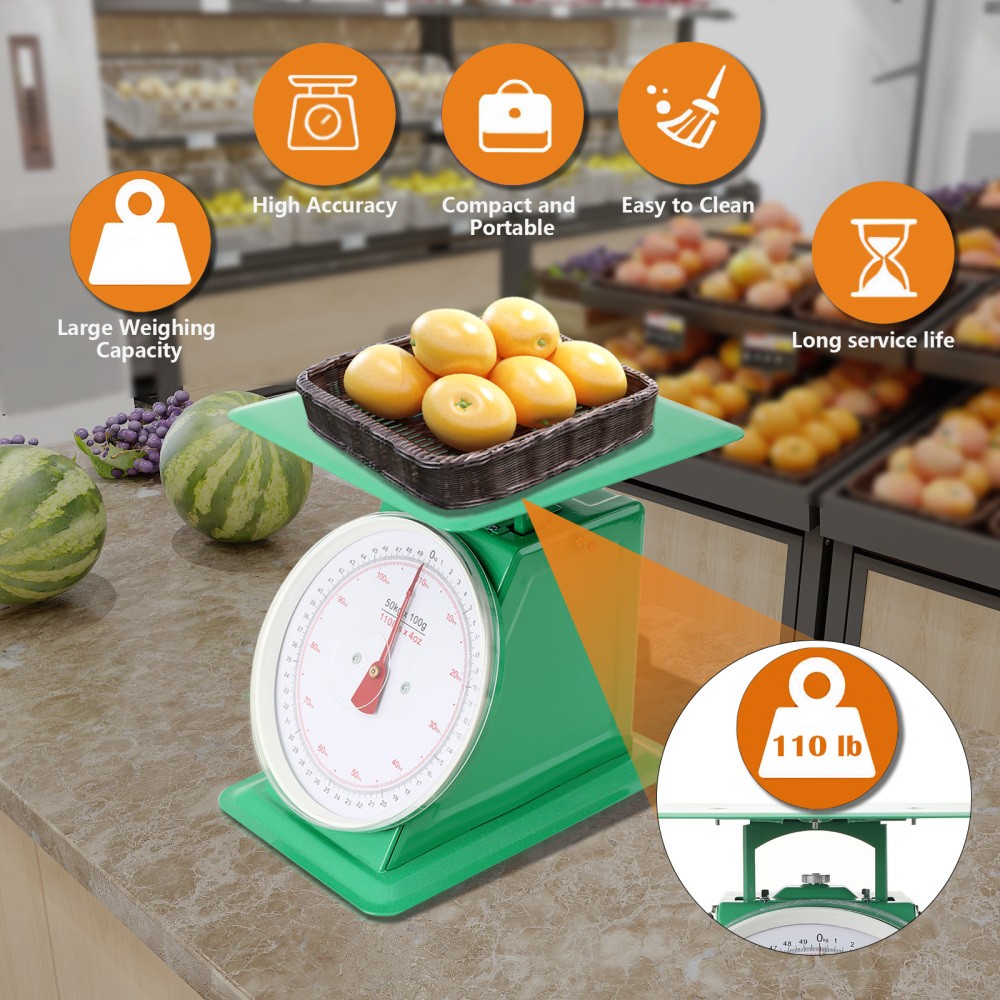 110LBS Mechanical Kitchen Scale Food Scale Portion-Control for Kitchen Deli