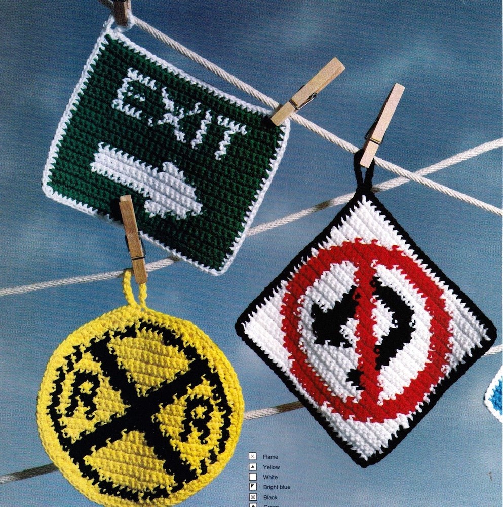 CUTE Kitchen Traffic Potholders/Hot Pad/Crochet Pattern INSTRUCTIONS ONLY