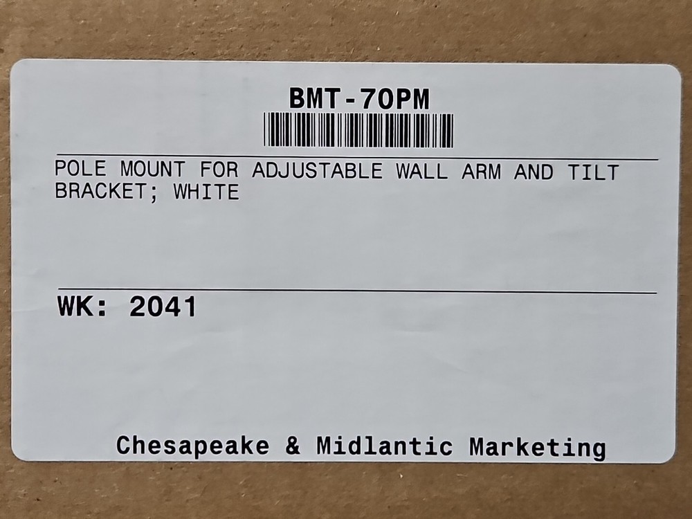 Chesapeake Midlantic BMT 70PM Pole Mount For Adjustable Wall Arm & Tilt Bracket