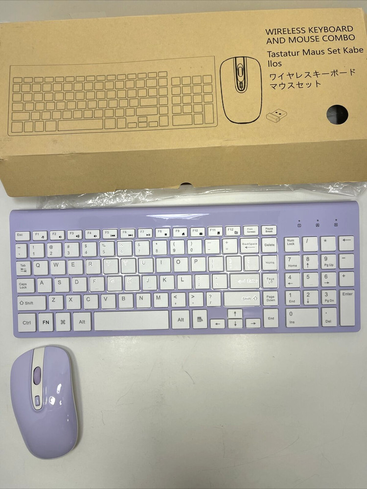 Wireless Keyboard Mouse Combo, Cimetech Compact Full Size Purple