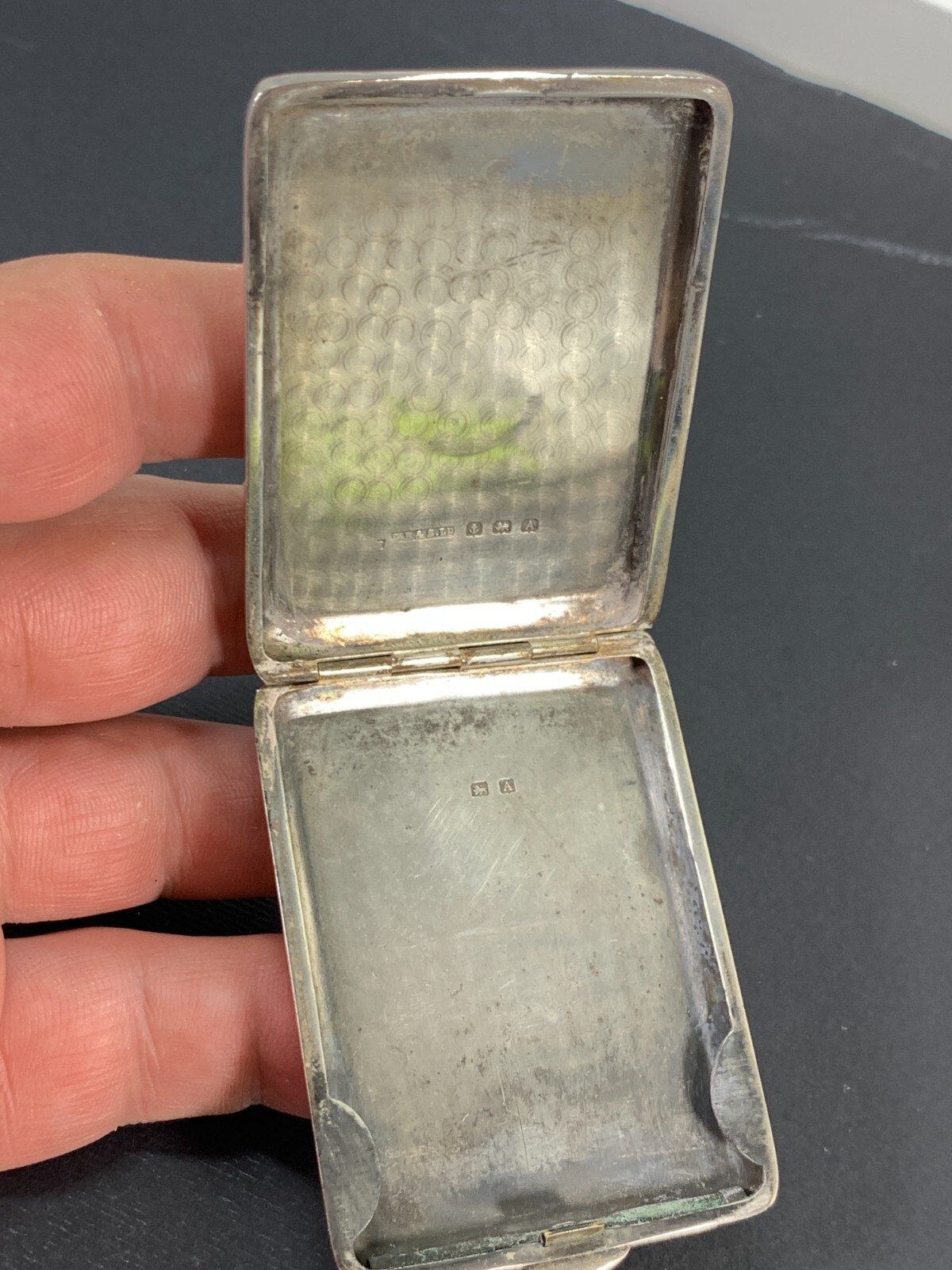 silver engine turned rectangular note/cigarette case, Birmingham 1925
