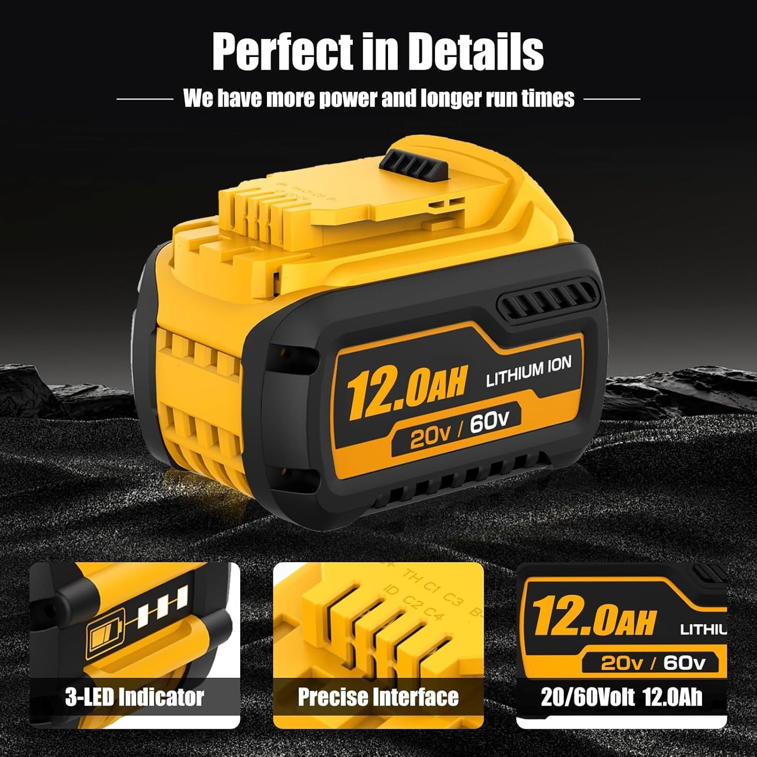 2Pack 12.0AH DCB609-2 For DEWALT DCB612 20V/60V MAX FLEXVOLT Lithium-Ion Battery