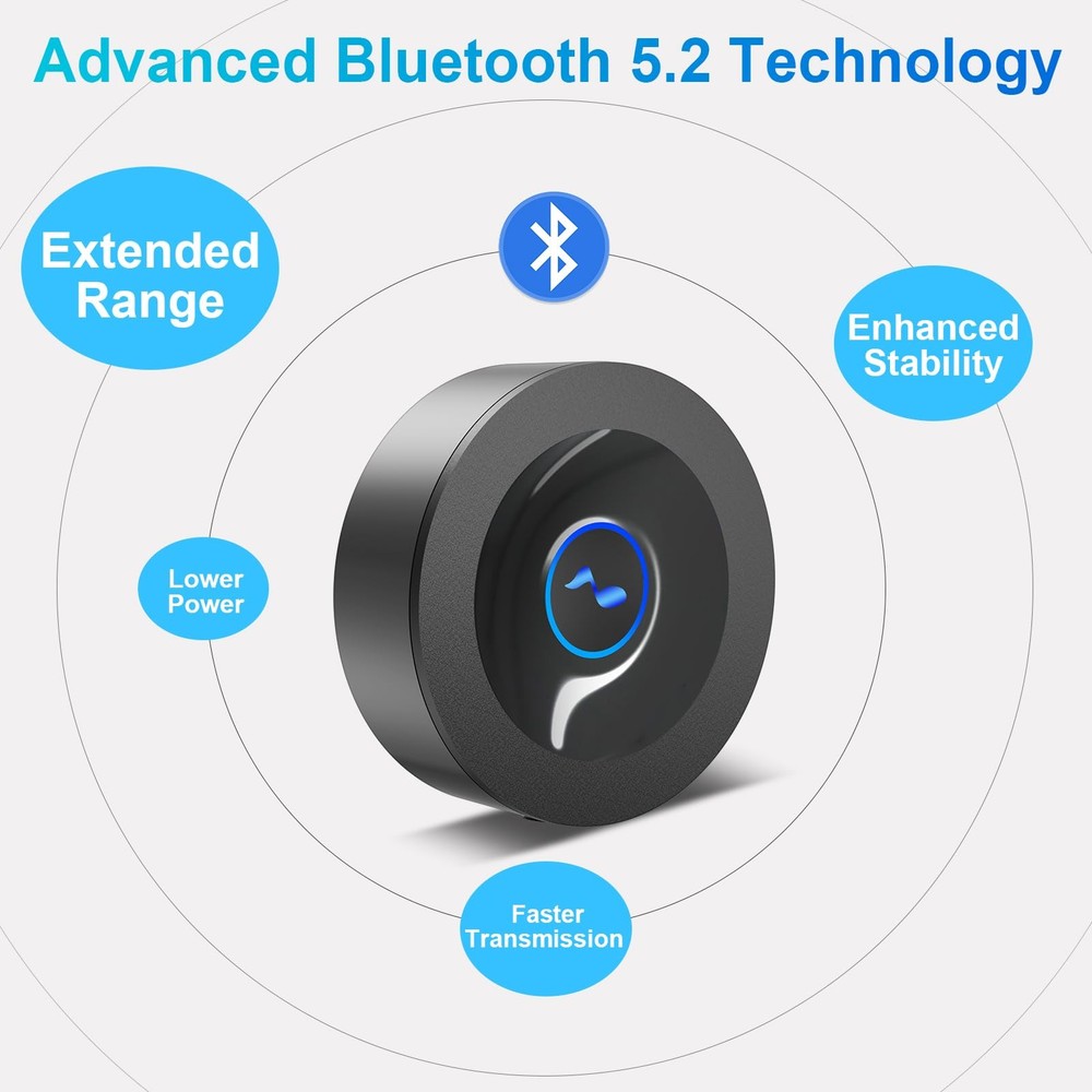 Bluetooth 5.2 Receiver for Home Stereo, RCA & 3.5mm AUX Out Put, Wireless Aud...