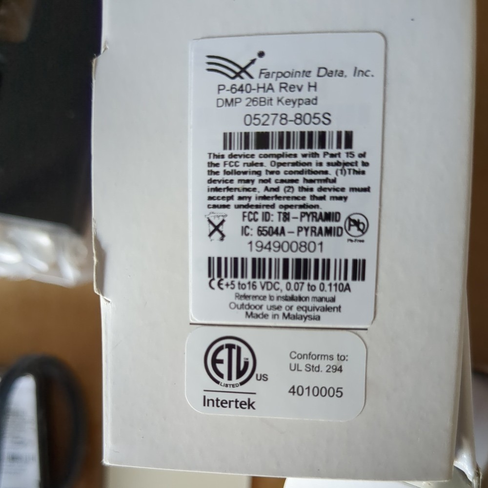 Farpointe Data Keypad Reader, P-640-HA