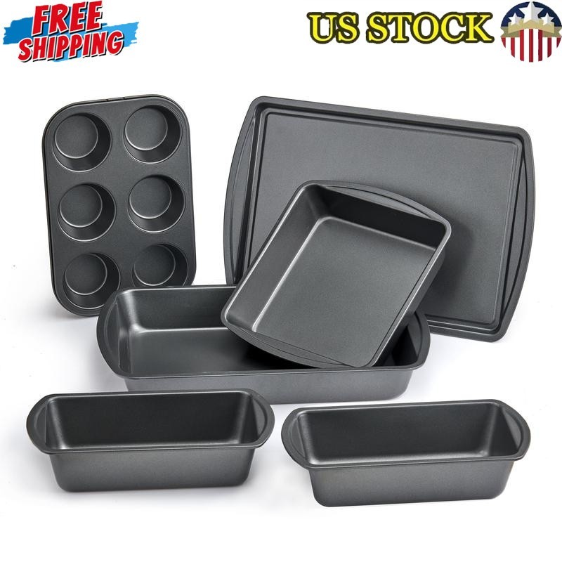 6 Piece Non-Stick Bakeware Set Carbon Steel Easy Clean Bake Essentials New