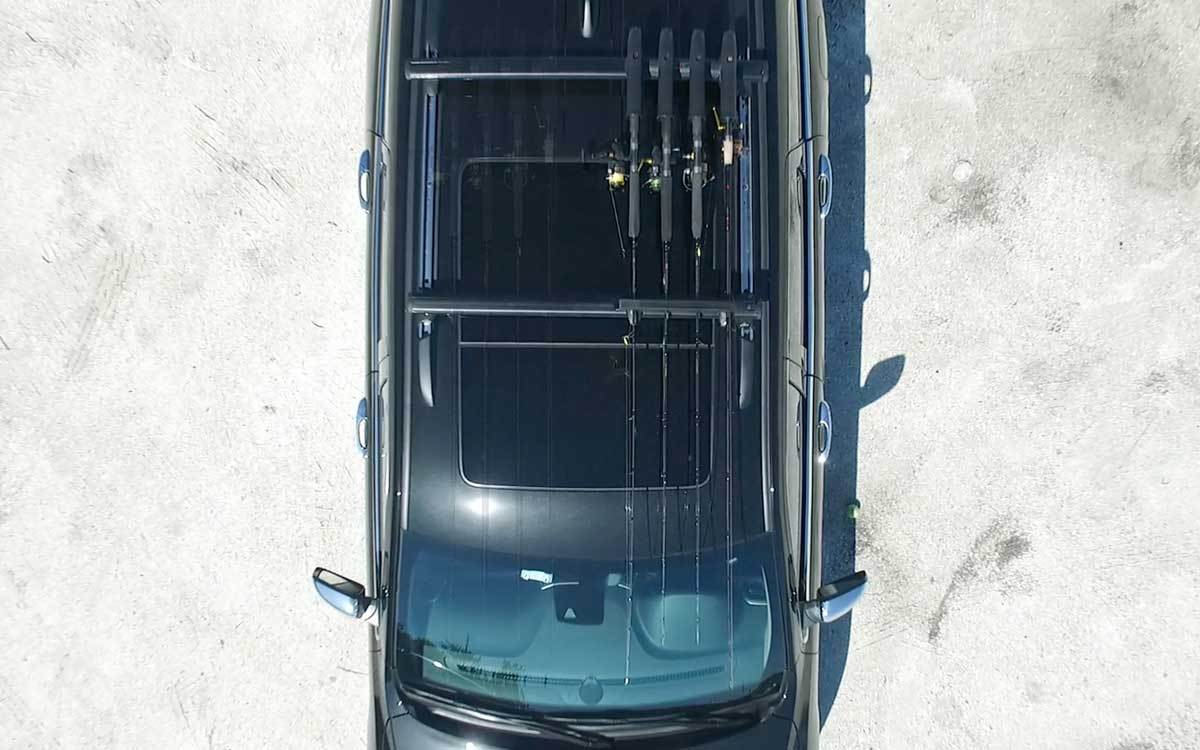Low Profile Car / SUV Roof Rack Fishing Rod Transportation System 4 Rod Carrier