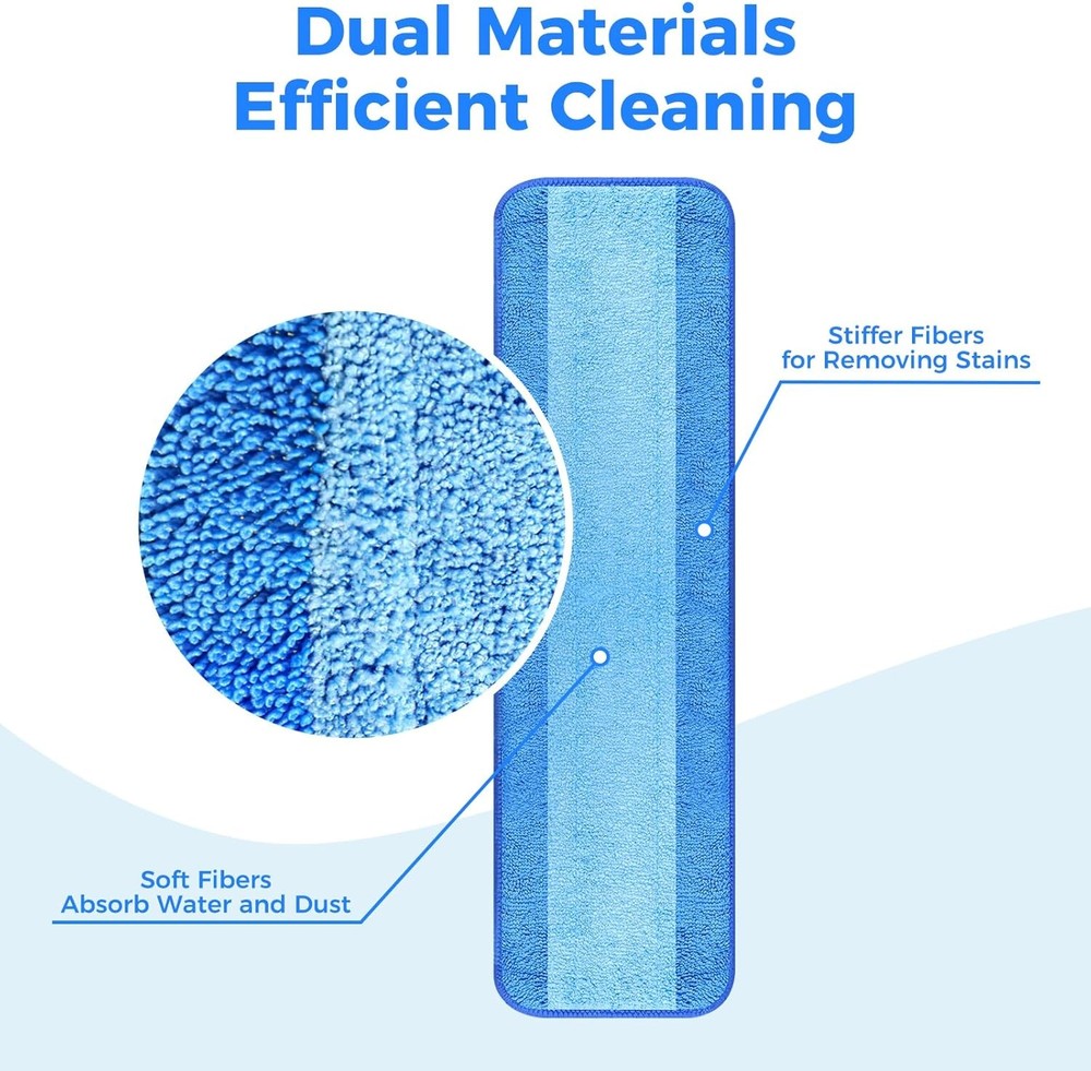 4-Pack Microfiber Cleaning Pads, 18-Inch Microfiber Mop Pads Compatible