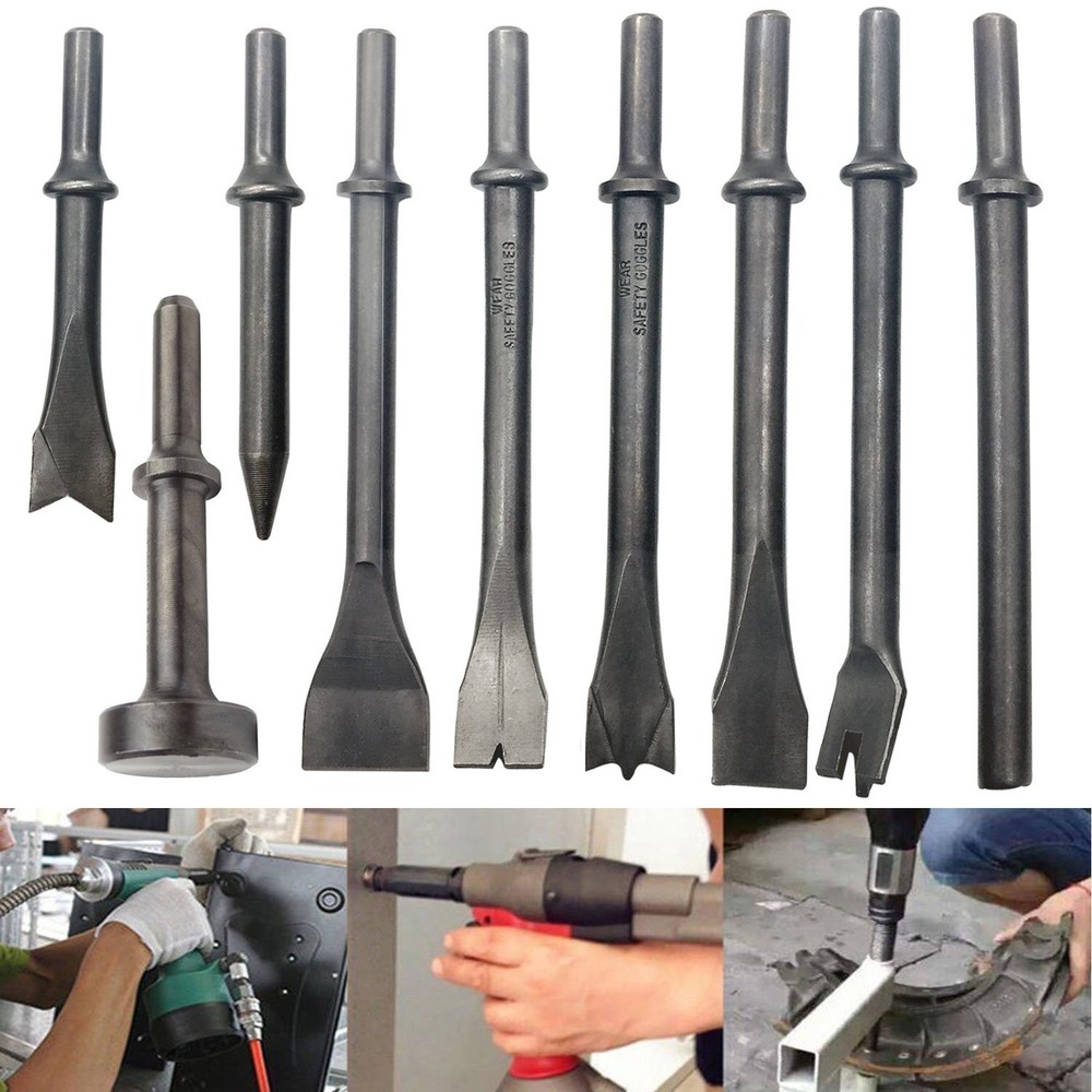 9 Piece Pneumatic Chisel Air Hammer Punch Chipping Bits Set