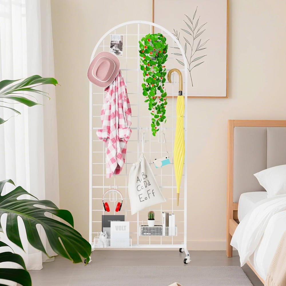 Grid Wall Panel 1PCS Display Stand 2' x 5.2' FT White Grid Wall Panels Movable R