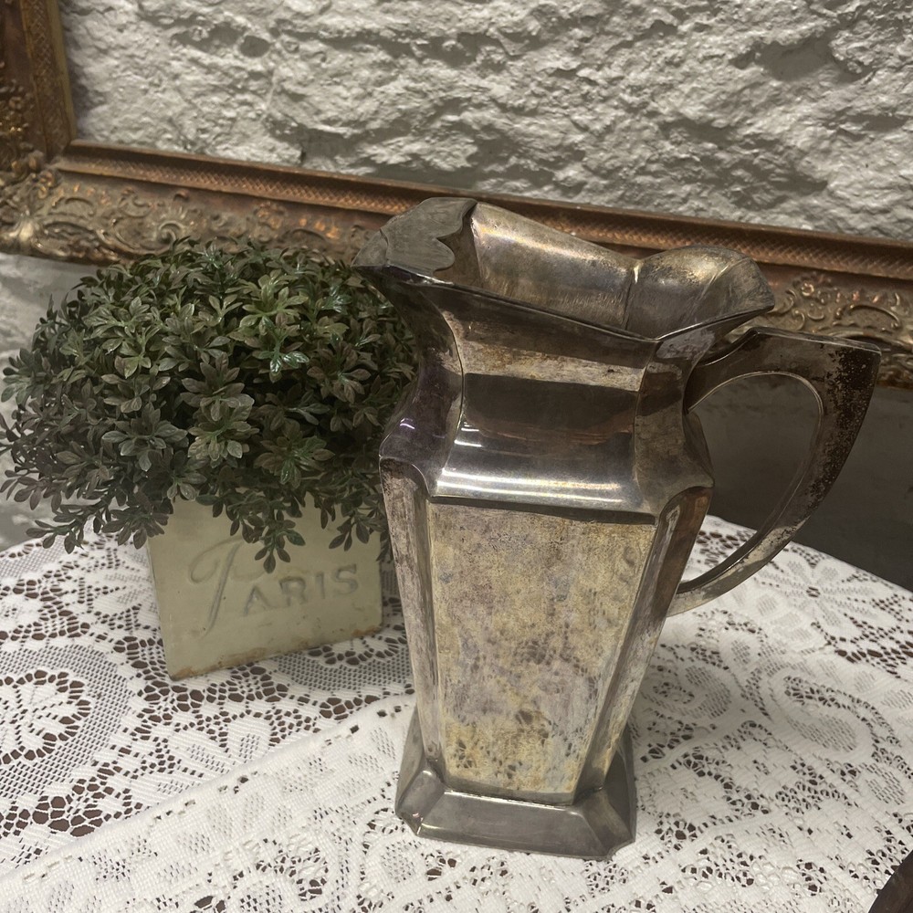 Decorative Silverplate Pitcher 9” Vintage