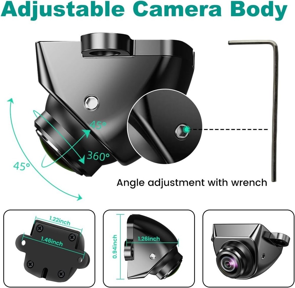 Versatile Waterproof Reverse Backup Camera with Adjustable Angle & Dynamic Line