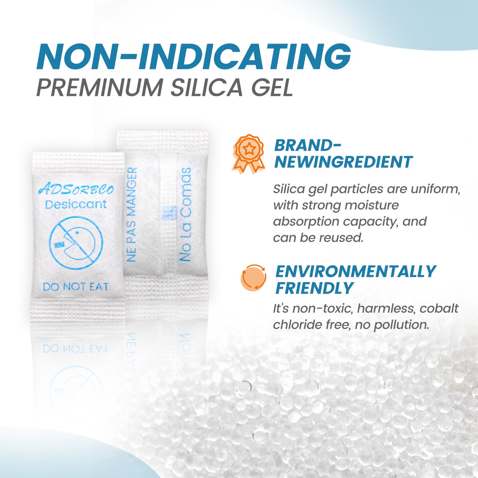 Adsorbco 3 Gram(50) Silica Gel Desiccant Packets–Mini Moisture Absorbing Packets