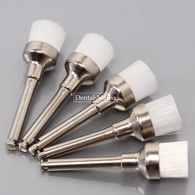 100 Pcs Dental White Nylon Brushes Latch Flat Polishing Polisher Prophy Brush