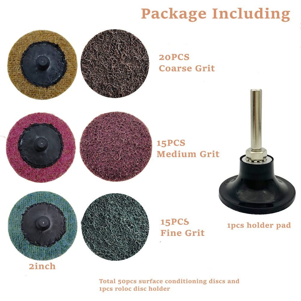 51 Pcs 2" Nylon Surface Conditioning Discs for Grinding, Polishing & Deburring