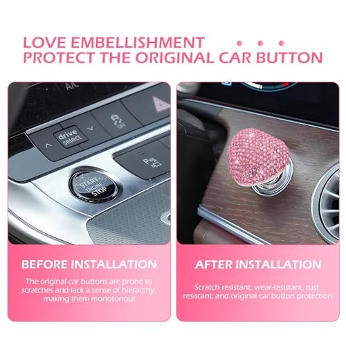 Bling Engine Start Button Switch Cover, Heart Decorative Push-to 1 PC Pink #02