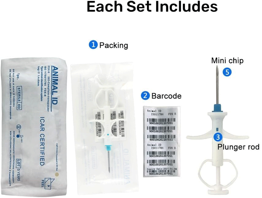 RFID Animal Microchip Pet Dog Cat Horse Injection Bioglass Mini Chip 134KHZ ISO