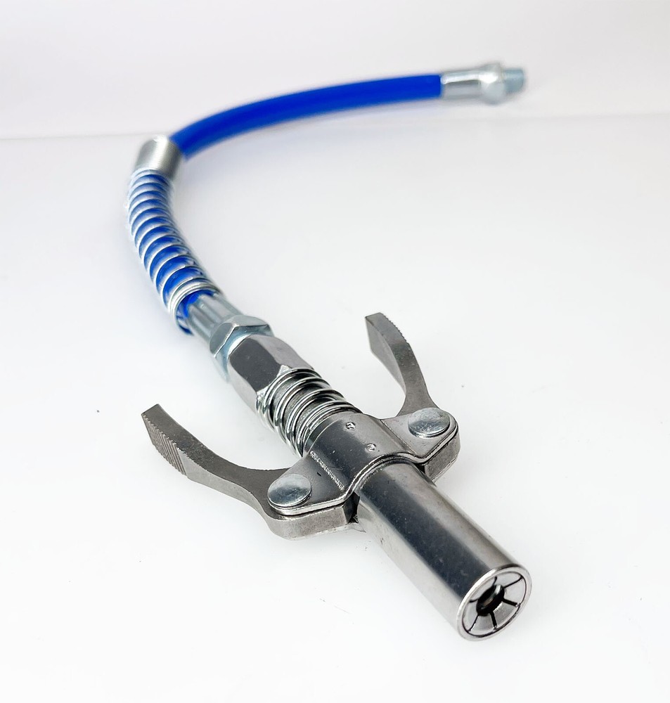 Pneumatic Grease Gun Coupler Quick Lock Release Zerk Fitting Coupling W/12" Hose