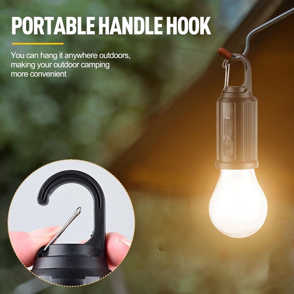 3Pack Solar Tent Lights USB Rechargeable LED Waterproof Camping Lantern w/ Hook