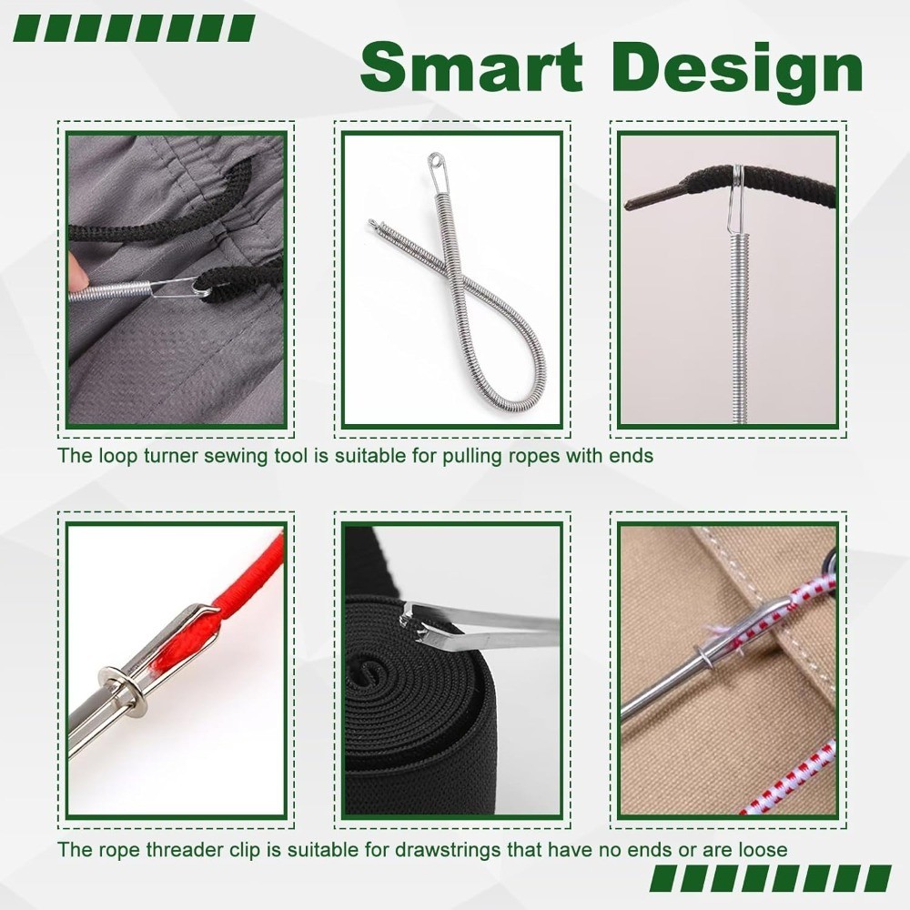 Stainless Steel Drawstring Threader Tool Set 4PCS Long Loop Turner and Short